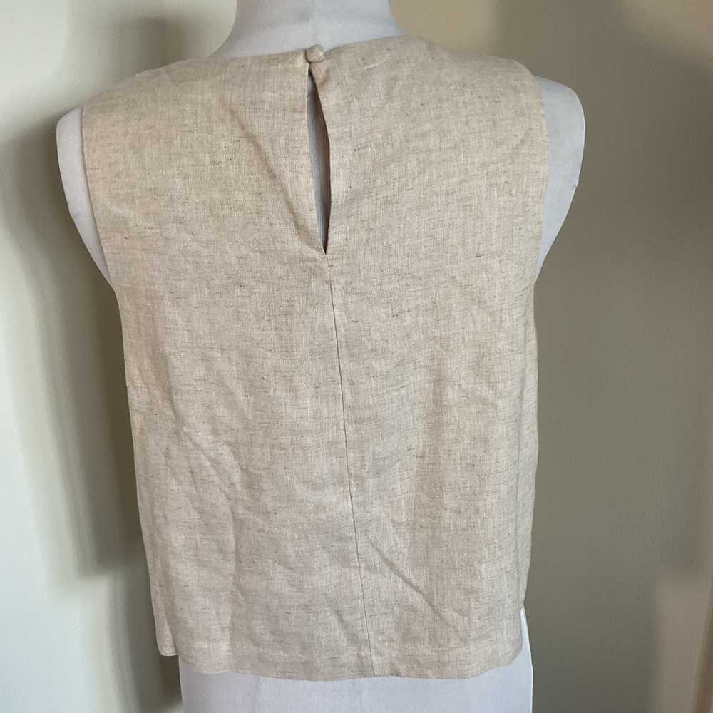 Abercrombie & Fitch Beige Linen Blend Tank Top Medium M Neutral Minimalist - Picture 4 of 5